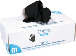 ComFort handschoenen 3,5gr. nitril poedervrij Mt:M zwart Box 100 stuks