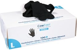 ComFort handschoenen 3,5gr. nitril poedervrij Mt:L zwart Box 100 stuks