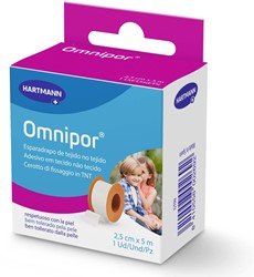 Omnipor Pleisters Non-woven, 2,5cm x 5 m. ^ Doos 1 spoel