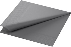 Duni servetten Uni 1/4 vouw Granite Grey 156902 2lgs. 33x33cm Doos 16x125 st.