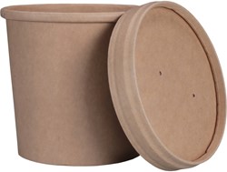 Depa soepbeker kraft+PP kraft 300ml incl.deksel 605008 Pak 25 stuks
