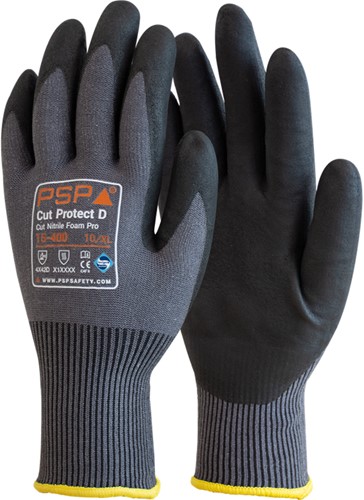PsP handschoenen 15-400 Mt:9, grijs/zwart,nitril foam Allround