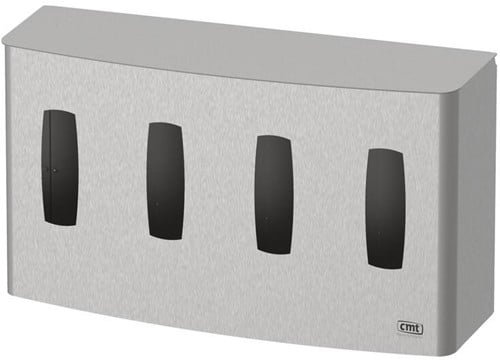 CMT Swoosh Quattro dispenser RVS T.b.v. wegwerphandschoenen 11.9x54.6x30.8cm. Horizontaal