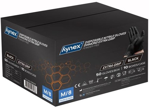 Hynex Diamond ExtraGrip nitril handschoenen zwart-3