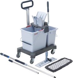 Vileda US Pro Ready to go kit Emmers 25L+8L,pers,frame,steel chassis,beugel,rMicros.vlakmop
