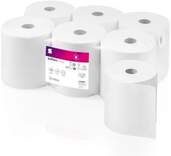 Satino handdoekrol cellulose 317820 2lgs. wit. Pak 6x150mtr