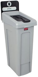 Rubbermaid Slim Jim Rest Recyclingstation Inwerpopening 87L grijs, zwart PE/PP^