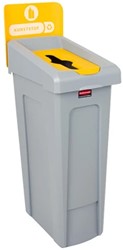 Rubbermaid Slim Jim Recyclingstat. PMD Inwerpopen. 87L grijs, geel PE/PP