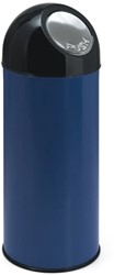 Afvalbak 55L blauw, zwart Staal Plastic met pushdeksel en binnenemmer