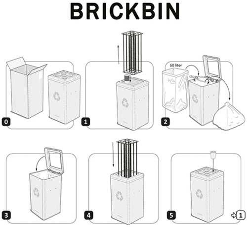 Brickbin Circulaire Bekerbak 65L bruin, geel gerecycled koffiedik Cups-3