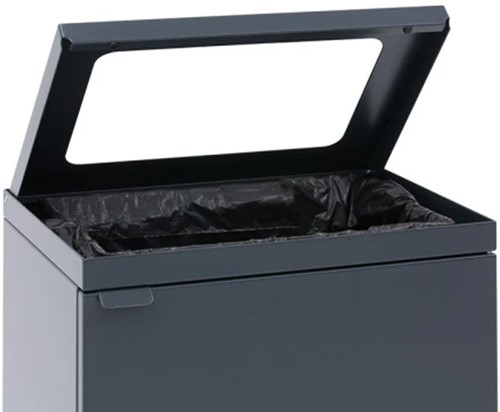 Bica 857 Afvalbak 95L antraciet gepoedercoat staal open-3