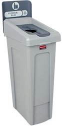 Rubbermaid Slim Jim Fles/Blik Recyclingstation Inwerpopening 87L grijs, grijs PE/PP