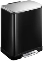 EKO E-Cube pedaalemmer 10+9L zwart glanzend, mat RVS Plastic recycling