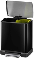 EKO E-Cube pedaalemmer 10+9L zwart glanzend, mat RVS Plastic recycling-2