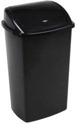 Afvalbak 50L zwart PP met Swing deksel