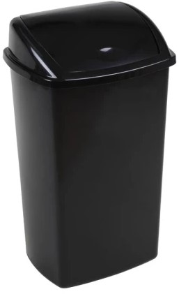 Afvalbak 50L zwart PP met Swing deksel