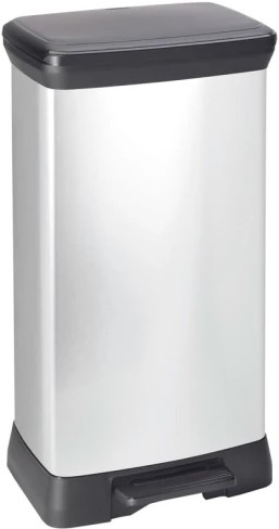 Curver Pedaalemmer Decobin 23+23L zilver, zwart Recycled Plastic Duo