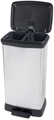 Curver Pedaalemmer Decobin 23+23L zilver, zwart Recycled Plastic Duo-2