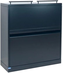 Bica 881 Afvalstation 80L zwart gepoedercoat staal met deksel