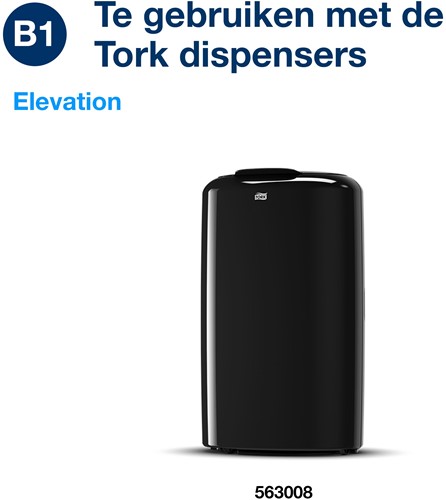 Tork deksel 50L afvalbak B1 Elevation zwart 205638-2