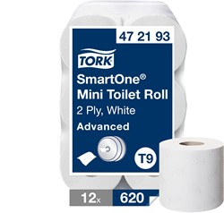 Tork SmartoneMini toiletpapier T9 Advanced wit 472193 2lgs. 112m Pak 12x620 vel