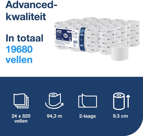 Tork Coreless toiletpapier T7 Advanced wit 472630 2lgs. 94.3m. Pak 24x820 vel-3