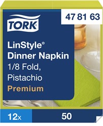 Tork LinStyle servet 1/8 vouw Premium pistache 478163 1lgs. 39x39cm Doos 12x50 st.