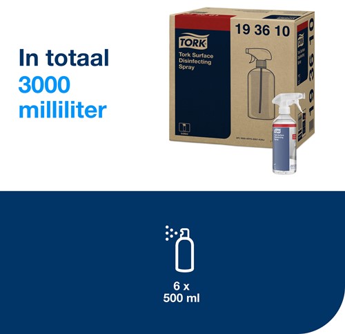 Tork desinfecterende spray voor oppervlakken 193610 Doos 6 sprayflacon x 500ml-3