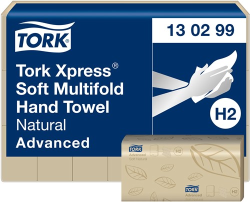 Tork Xpress handdoek H2 Advanced soft naturel 130299 2lgs. 21x24cm Pak 21x180 stuks-2