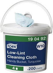 Tork W10 low lint werkdoek W10 turqoise 60mx16,5cm 190492 1lgs. Doos 4 emmer x200dk