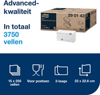 Tork Z-vouw handdoek H3 Advanced wit 290143 2-laags 23x22 cm 15x250-3
