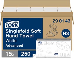 Tork Z-vouw handdoek H3 Advanced wit 290143 2-laags 23x22 cm 15x250