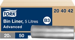 Tork afvalzak B3 transparant 5L 204042 80% recycled Doos 20x50 stuks
