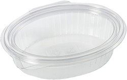 Pluspack bakje transparant 370ml ovaal 167x131x45mm met deksel RPET Doos 12x50 st