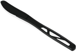 Herbruikbaar mes CPLA bio, zwart 180mm Zak 100 stuks