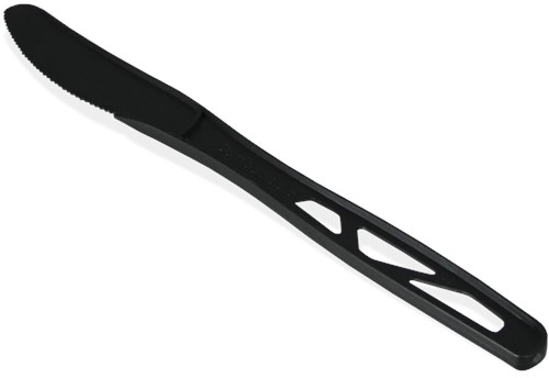 Herbruikbaar mes CPLA bio, zwart 180mm Zak 100 stuks